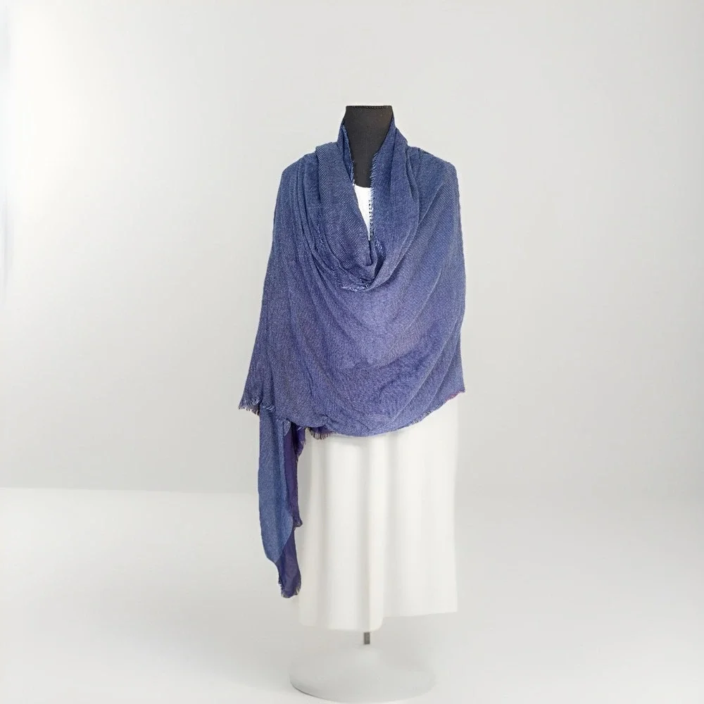Collection 18 Blue Texture  Scarf 100% In The Colors Of Blue‎ Tone